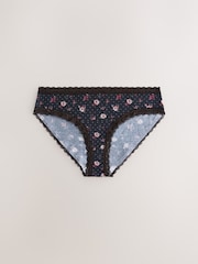 أسود مورّد/توتي - حزمة سراويل داخلية من 7 قطع مصنوعة من القطن والدانتيل - صورة 4 من 10