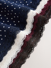 Black Floral/Berry Full Brief Cotton and Lace Knickers 7 Pack - Image 10 of 10