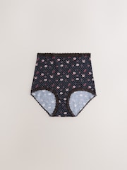 Black Floral/Berry Full Brief Cotton and Lace Knickers 7 Pack - Image 7 of 10