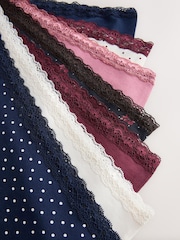 Black Floral/Berry Full Brief Cotton and Lace Knickers 7 Pack - Image 9 of 10