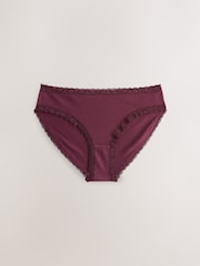 Black Floral/Berry High Leg Cotton and Lace Knickers 7 Pack - Image 8 of 10