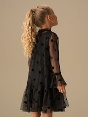 Angel & Rocket Black Neve Flock Heart Mesh Dress - Image 3 of 8