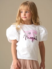 Angel & Rocket White Heidi Puff Sleeve Embellished Top - Image 3 of 7