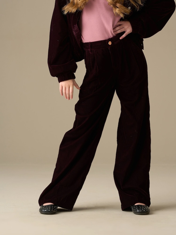 Angel & Rocket Red Chloe Velvet Wide Leg Trousers - Image 1 of 7