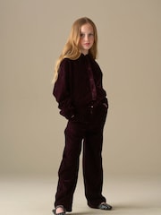Angel & Rocket Red Chloe Velvet Wide Leg Trousers - Image 2 of 7