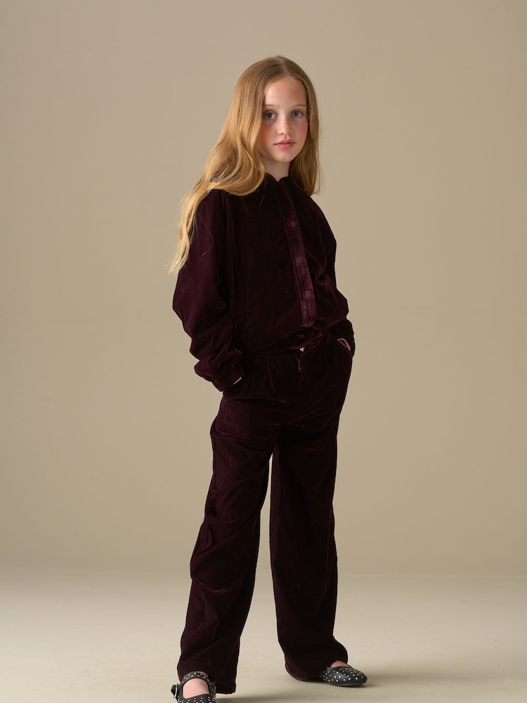 Angel & Rocket Red Chloe Velvet Wide Leg Trousers - Image 2 of 7