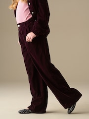 Angel & Rocket Red Chloe Velvet Wide Leg Trousers - Image 3 of 7