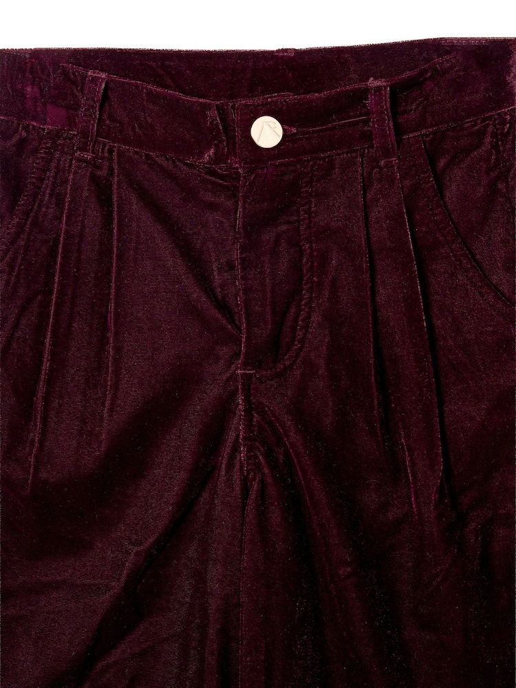 Angel & Rocket Red Chloe Velvet Wide Leg Trousers - Image 7 of 7 Angel & Rocket Red Chloe Velvet Wide Leg Trousers - Image 7 of 7