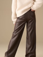 Angel & Rocket Brown Alana Faux Leather Trousers - Image 3 of 7