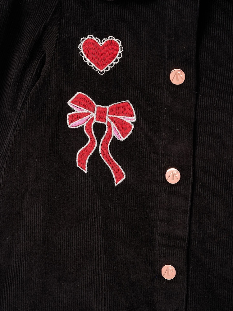 Angel & Rocket Black Connie Embroidered Cord Shirt Dress - Image 7 of 7