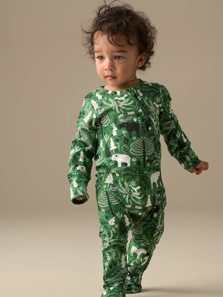 Angel & Rocket Green Andreas Scandi Print Babygrow - Image 1 of 7 Angel & Rocket Green Andreas Scandi Print Babygrow - Image 1 of 7