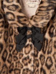 Angel & Rocket Brown Corine Leopard Print Fur Bow Coat - Image 6 of 8
