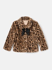 Angel & Rocket Brown Corine Leopard Print Fur Bow Coat - Image 7 of 8