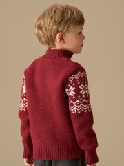 Angel & Rocket Red Oakley Fairisle Zip Neck Jumper - Image 2 of 8