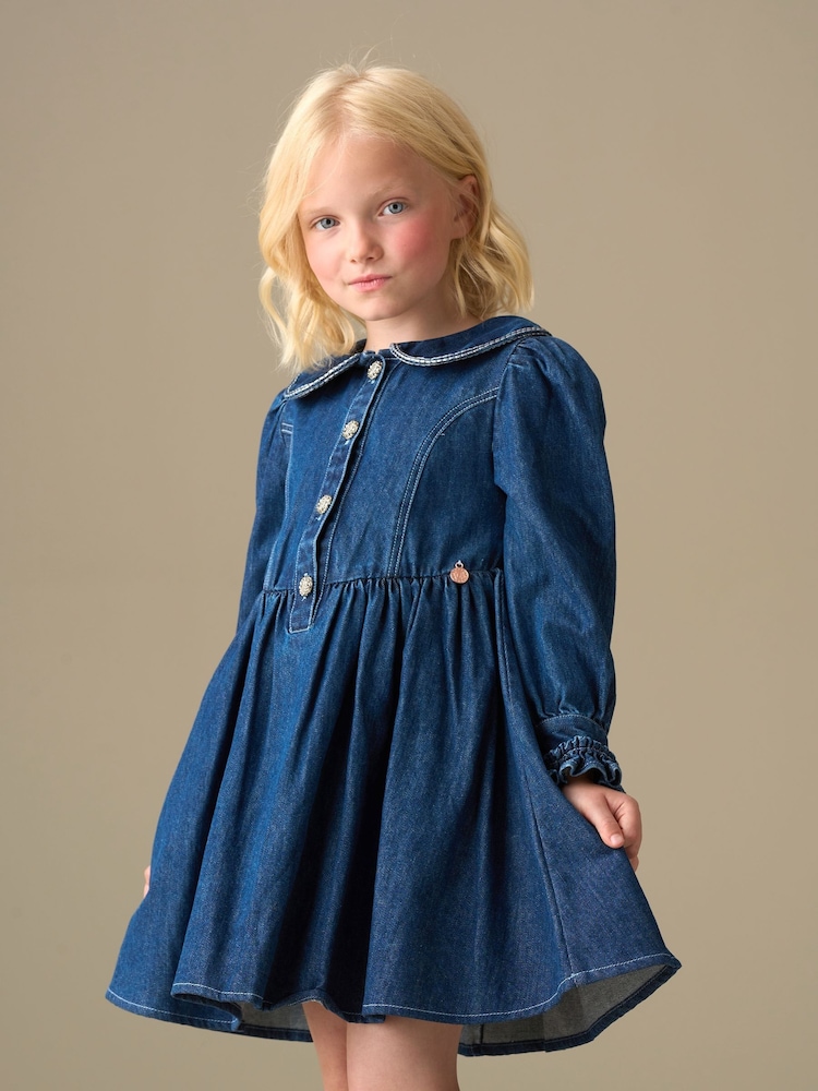 Angel & Rocket Blue Paige Diamonte Embellished Denim Dress - Image 1 of 8