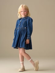 Angel & Rocket Blue Paige Diamonte Embellished Denim Dress - Image 2 of 8