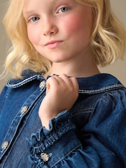 Angel & Rocket Blue Paige Diamonte Embellished Denim Dress - Image 4 of 8