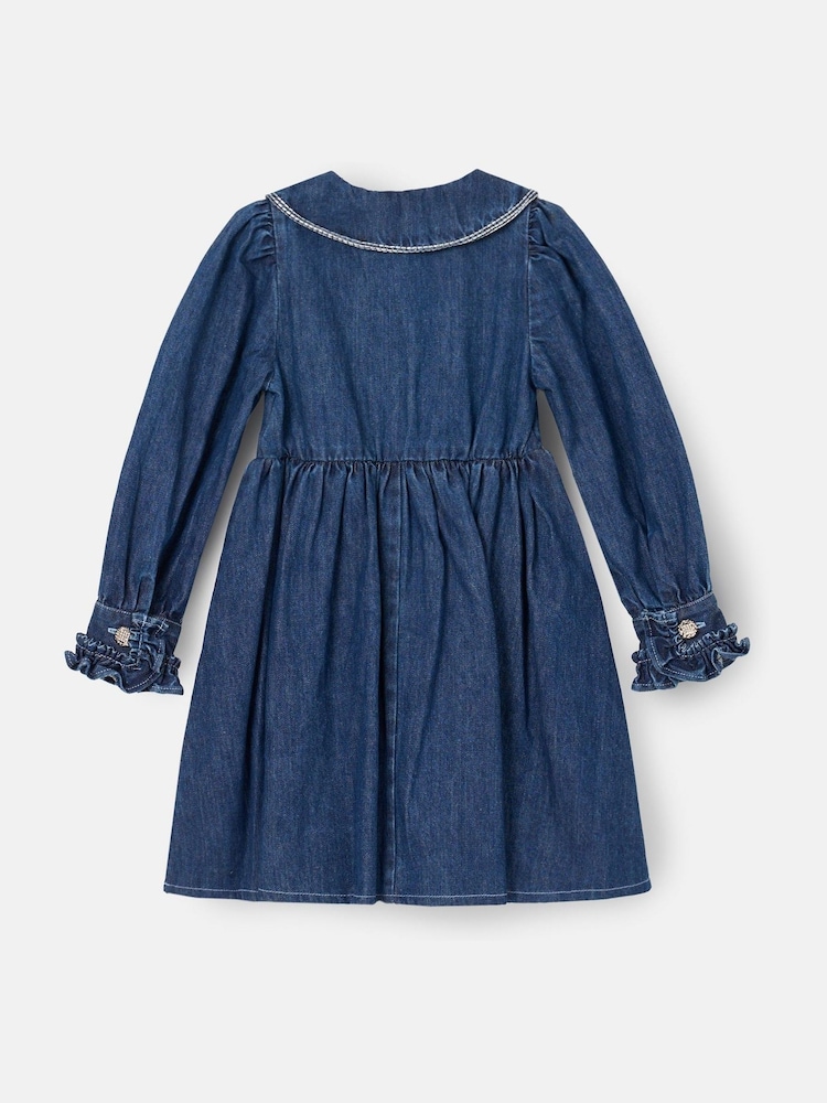 knee length dresses for ladies Round Neck Side Slit Denim Dress – Body By J'ne main image 1
