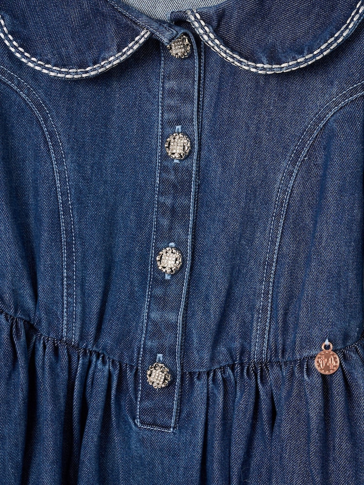 Angel & Rocket Blue Paige Diamonte Embellished Denim Dress - Image 8 of 8