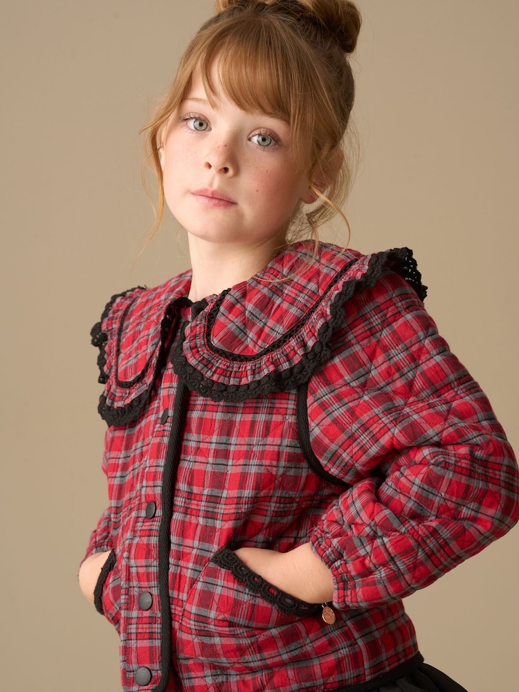 Angel & Rocket Red Paloma Red Check Collar Jacket - Image 2 of 6