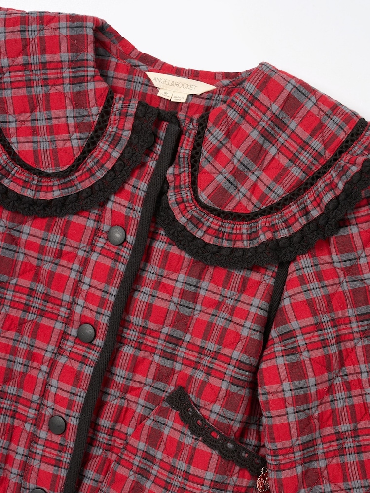 Angel & Rocket Red Paloma Red Check Collar Jacket - Image 6 of 6