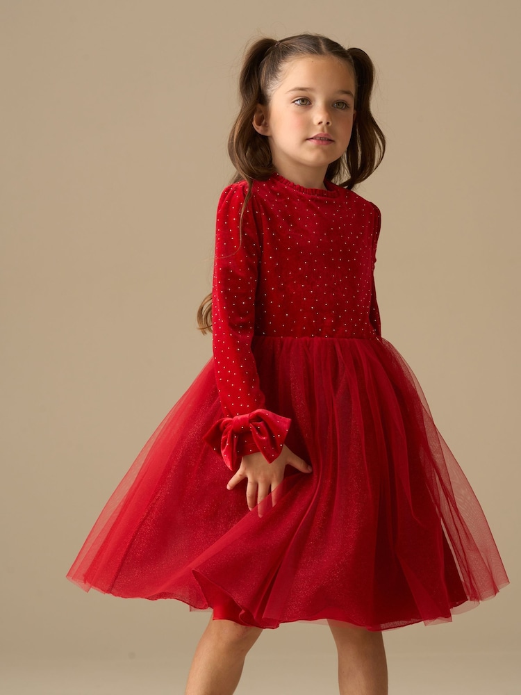 Buy Angel Rocket Red Elsie Velvet Tulle Dress from the Next UK