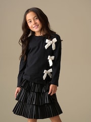 Angel & Rocket Black Eliza Asymmetric Bow Long Sleeves Top - Image 3 of 7
