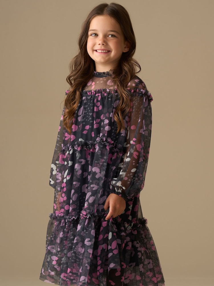 Angel & Rocket Blue Cara Printed Mesh Dress - Image 1 of 6