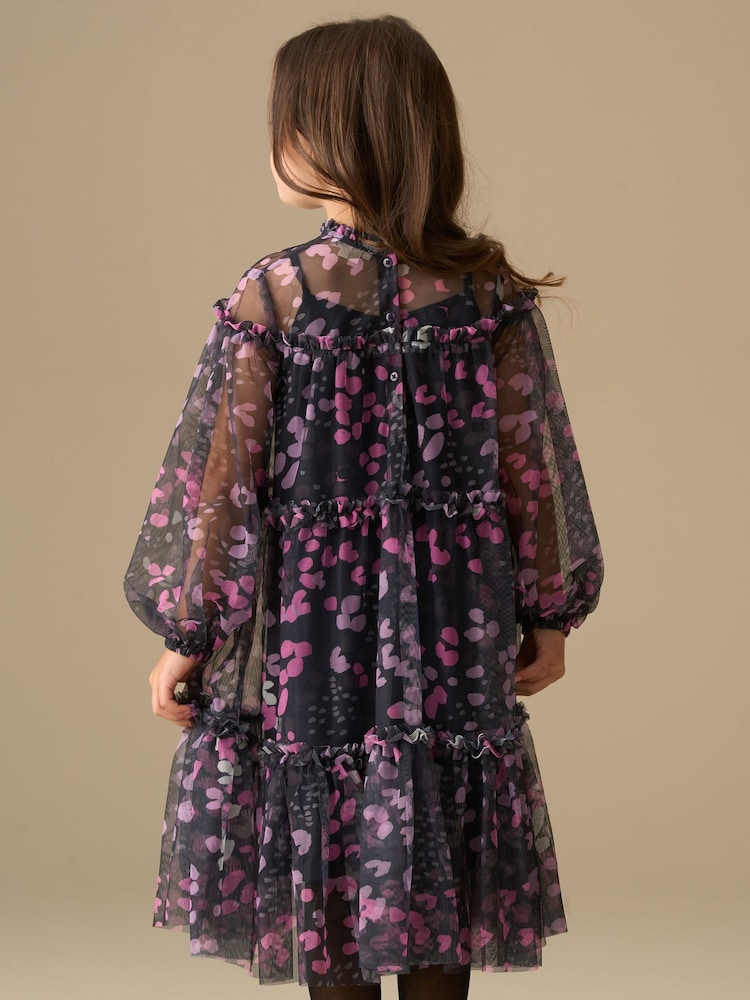 Angel & Rocket Blue Cara Printed Mesh Dress - Image 2 of 6