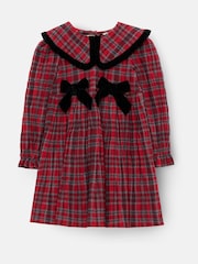 Angel & Rocket Red Fia Frill Collar Tartan Bow Dress - Image 5 of 7