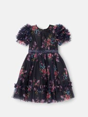 Angel & Rocket Blue Florence Navy Ruffle Mesh Sleeve Dress - Image 7 of 9
