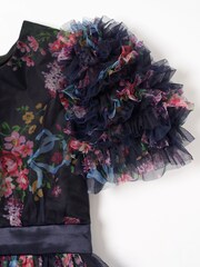Angel & Rocket Blue Florence Navy Ruffle Mesh Sleeve Dress - Image 9 of 9