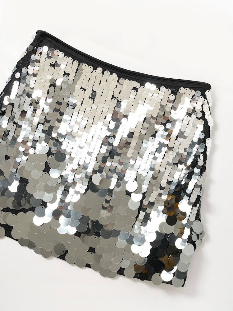 Angel & Rocket Silver Natalia Disco A Line Skirt - Image 8 of 8
