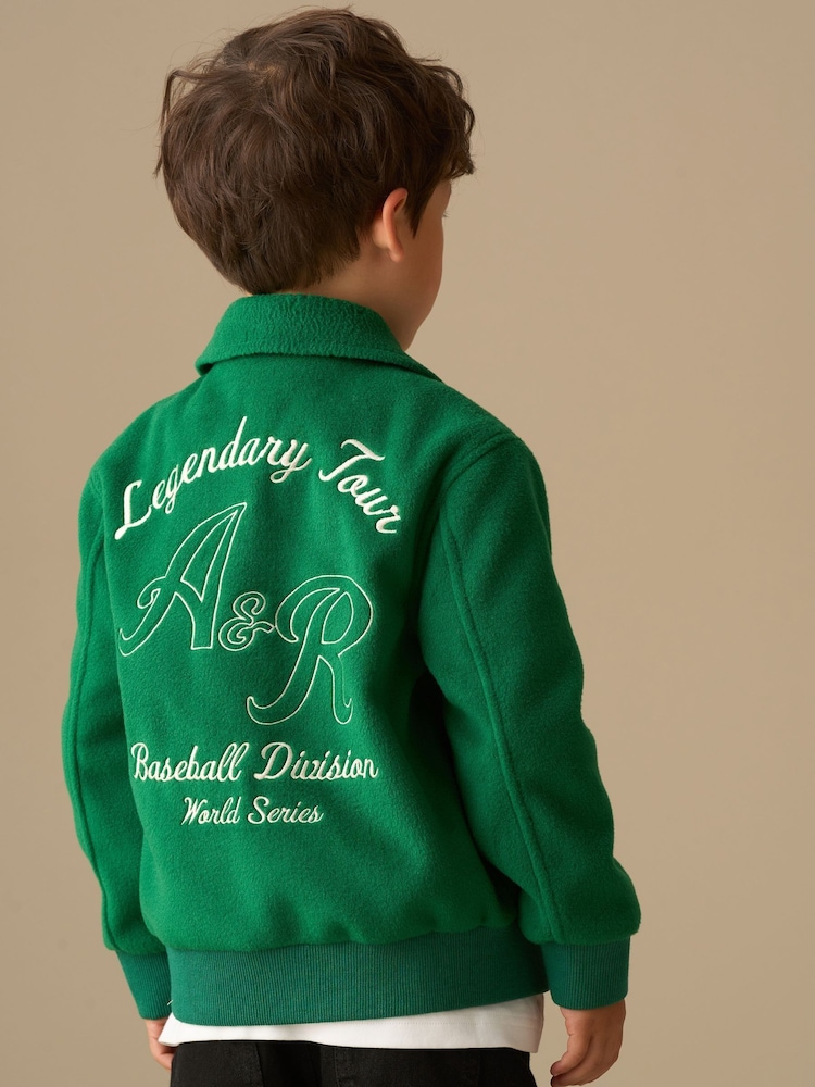 Angel & Rocket Green Austin Graphic Varsity Jacket - Image 2 of 9