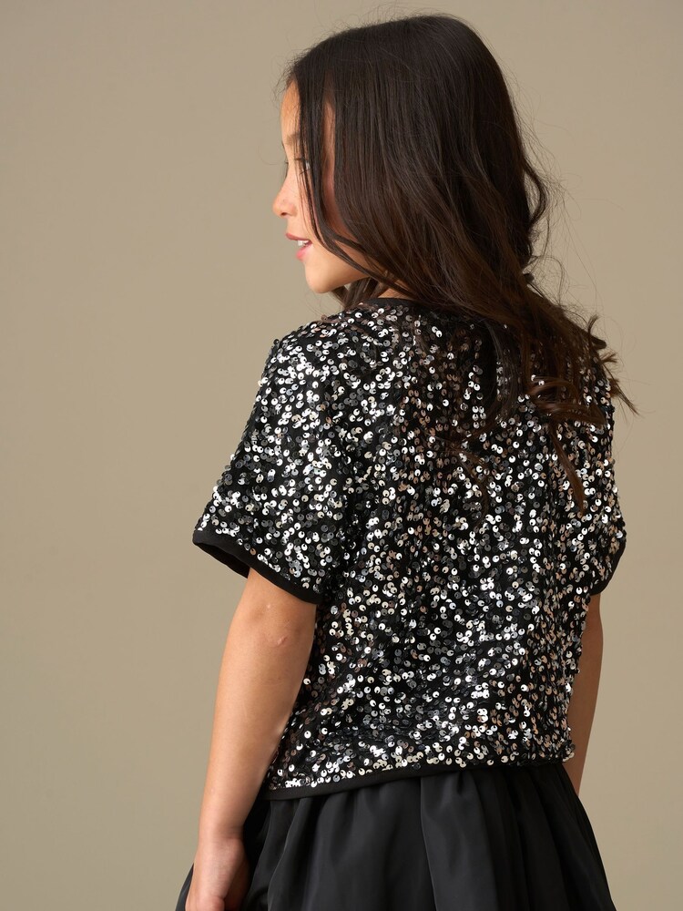 Angel & Rocket Silver Leona Black Sequin Top - Image 2 of 8