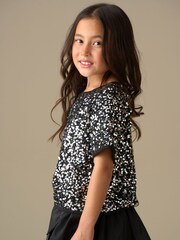 Angel & Rocket Silver Leona Black Sequin Top - Image 5 of 8