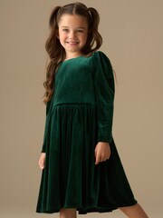 Angel & Rocket Green Grace Velvet Bow Back Dress - Image 5 of 8