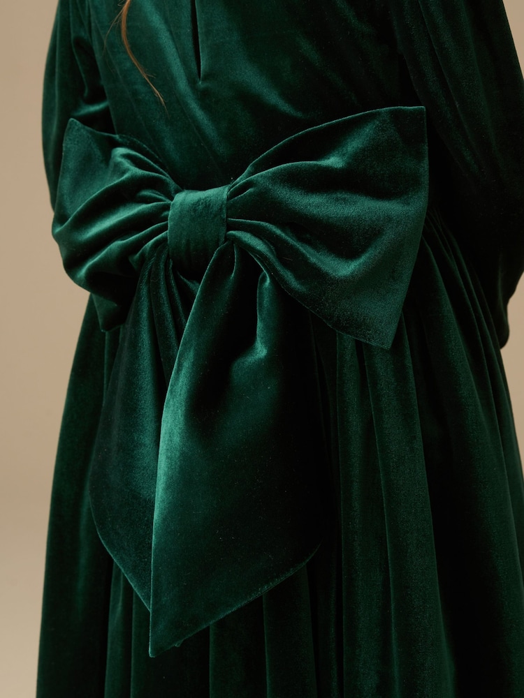 green emerald velvet dress Velvet Bow Dress SE22993