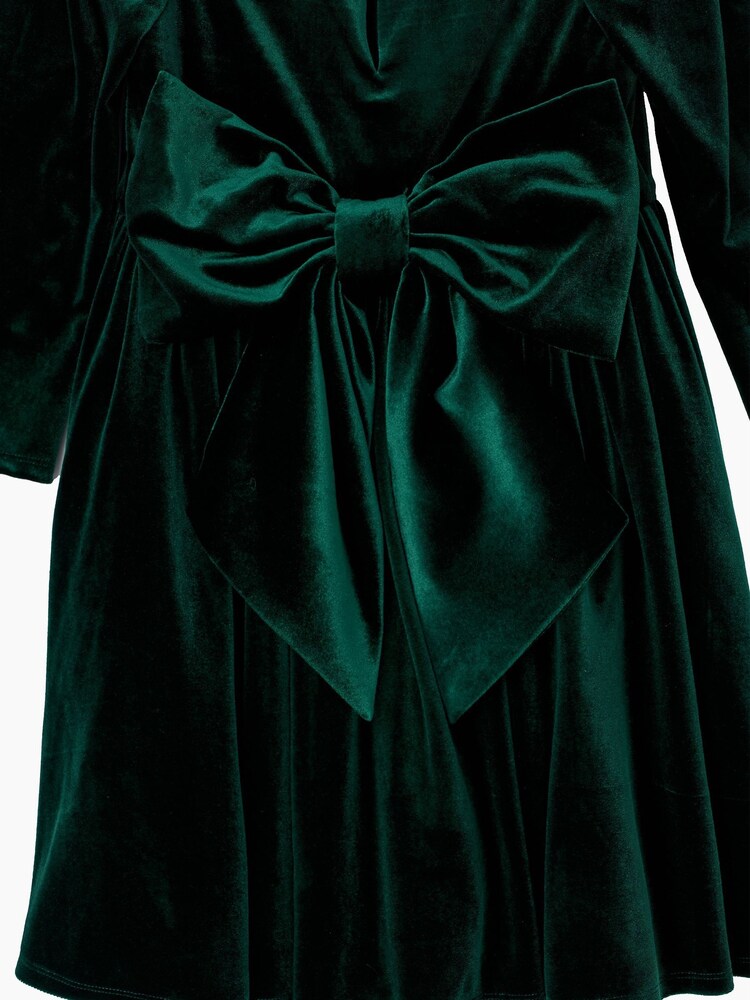 Angel & Rocket Green Grace Velvet Bow Back Dress - Image 8 of 8