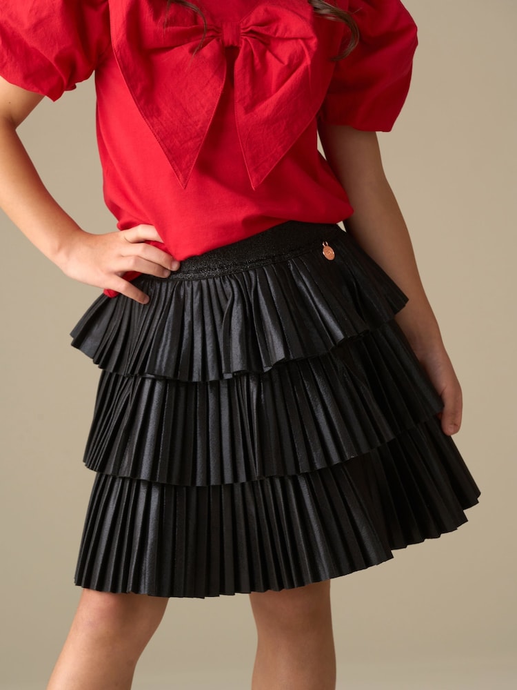 Angel & Rocket Black Lucile Metallic Tiered Rara Skirt - Image 1 of 5