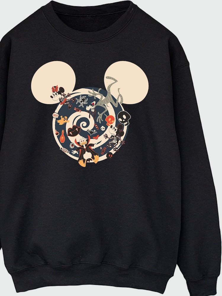 Buy Brands In Black Mickey Mouse Swirl Halloween Sweatshirt from