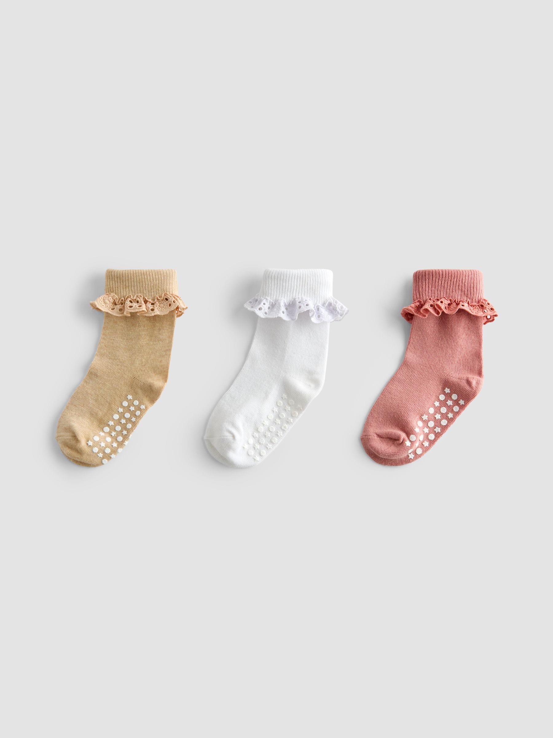 Jojo Maman Bébé Pink 3-Pack Frill Socks