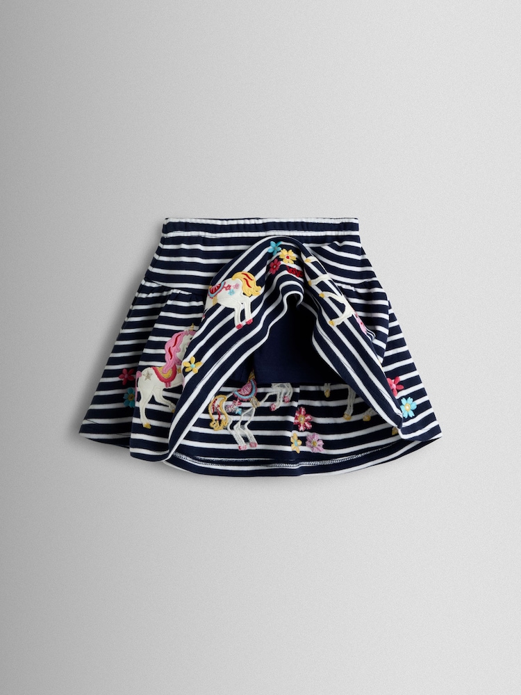 JoJo Maman Bébé Navy Blue Unicorn Appliqué Skort - Image 3 of 3