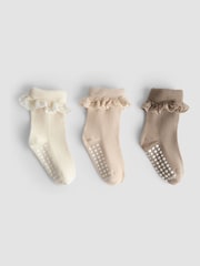 JoJo Maman Bébé Stone 3-Pack Frill Socks - Image 1 of 5
