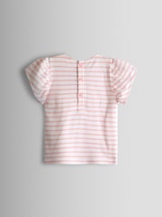 JoJo Maman Bébé Pink Applique Sleeve T-shirt - Image 2 of 3