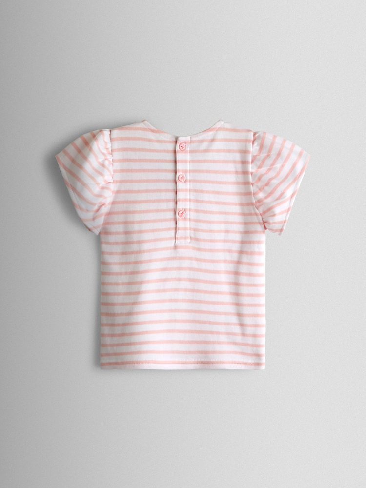 JoJo Maman Bébé Pink Applique Sleeve T-shirt - Image 2 of 3