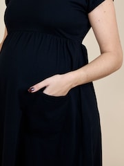 JoJo Maman Bébé True Black Short Sleeve Pocket Detail T-Shirt Mini Dress - Image 6 of 6