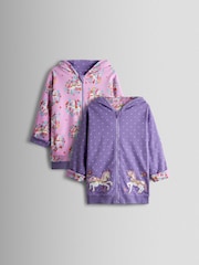 JoJo Maman Bébé Purple Unicorn Pretty Appliqué Reversible Hoodie - Image 1 of 9