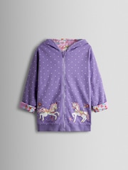 JoJo Maman Bébé Purple Unicorn Pretty Appliqué Reversible Hoodie - Image 4 of 9