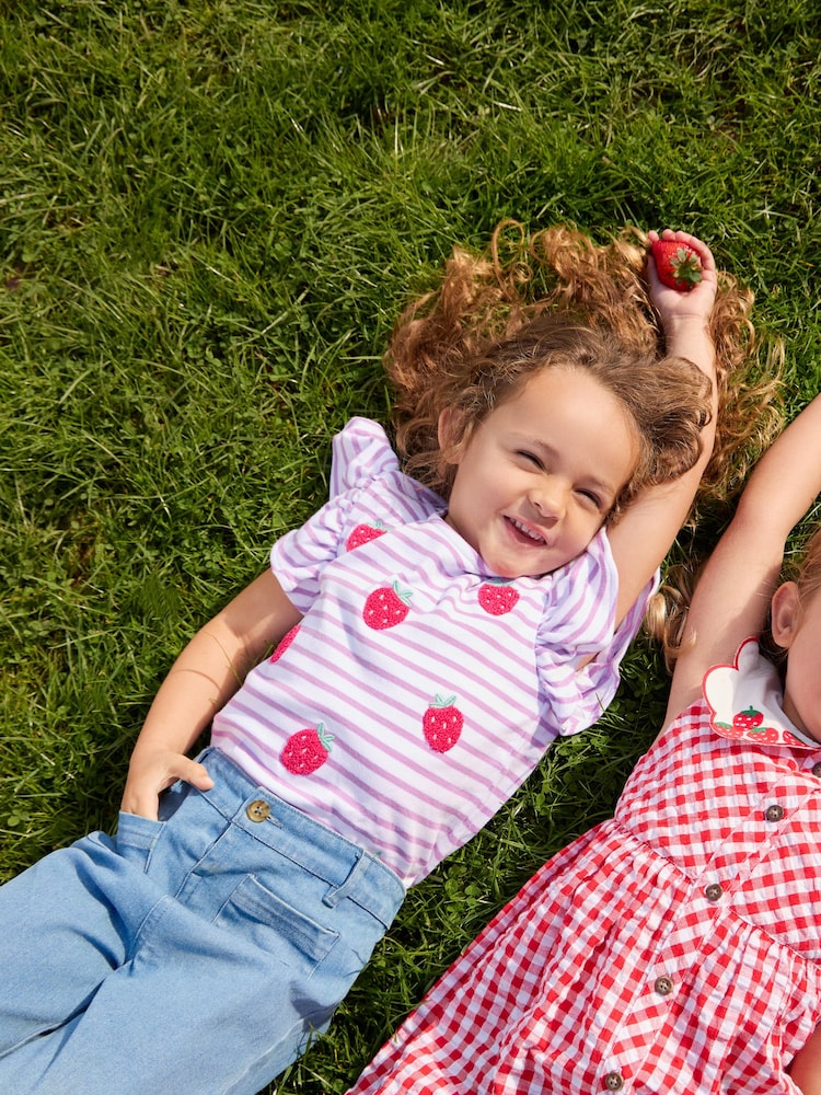 JoJo Maman Bébé Purple Applique Sleeve T-shirt - Image 1 of 1